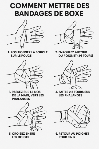 illustration mettre des bandes de boxe